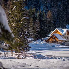 Dining in a mountain hut