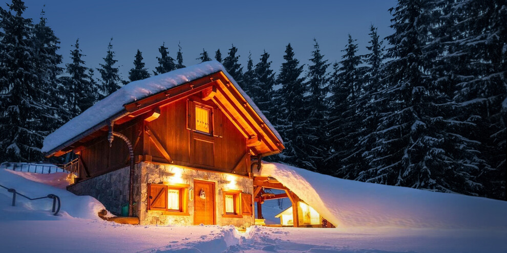 Inside a cosy mountain lodge