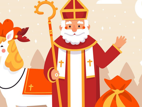 Immagine di San Nicolò con il sacco con i doni per i bambini e il cavallo