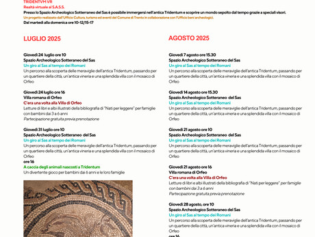 Archäologie im Sommer in Trient – Unterirdischer Archäologischer Raum des Sas und Villa Romana di Orfeo