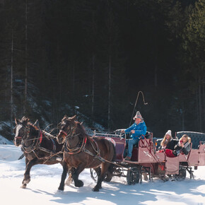 Carriage tours and horse rides to the frozen lakes in Ruffrè