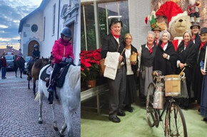 CHILDREN RIDING HORSES IN THE TOWN CENTRE
