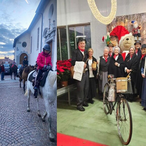 CHILDREN RIDING HORSES IN THE TOWN CENTRE