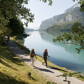 Relaxing walk along the lake shore